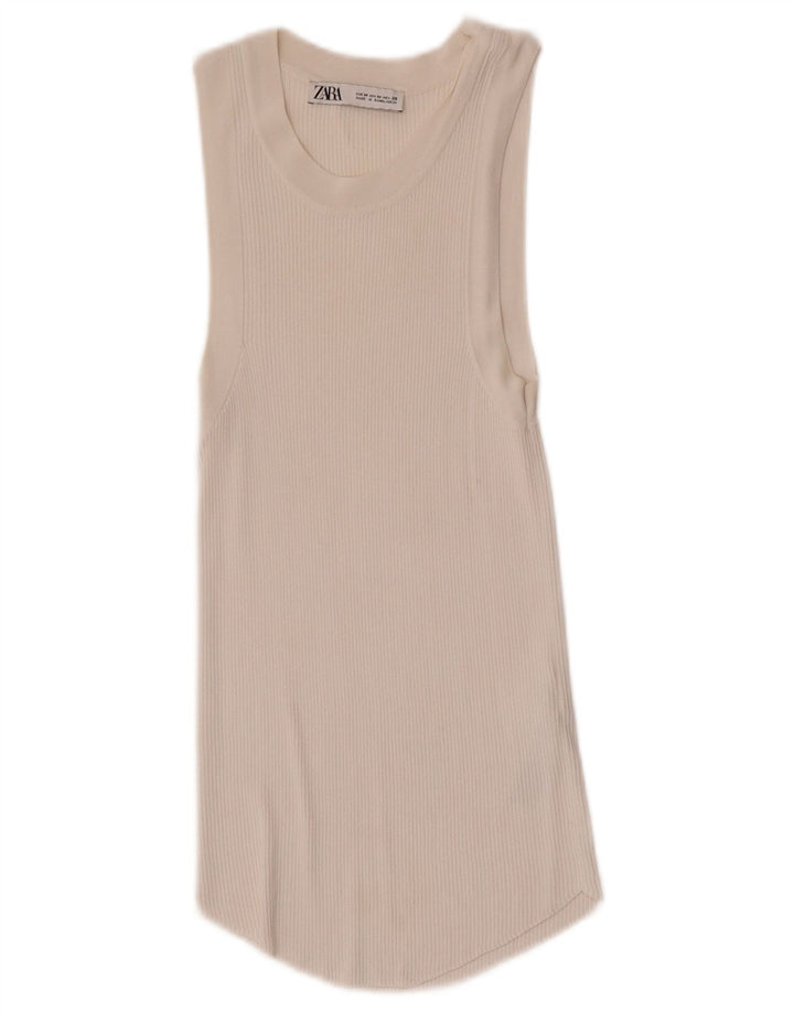 Zara Womens Vest Top UK 12 Medium White Viscose
