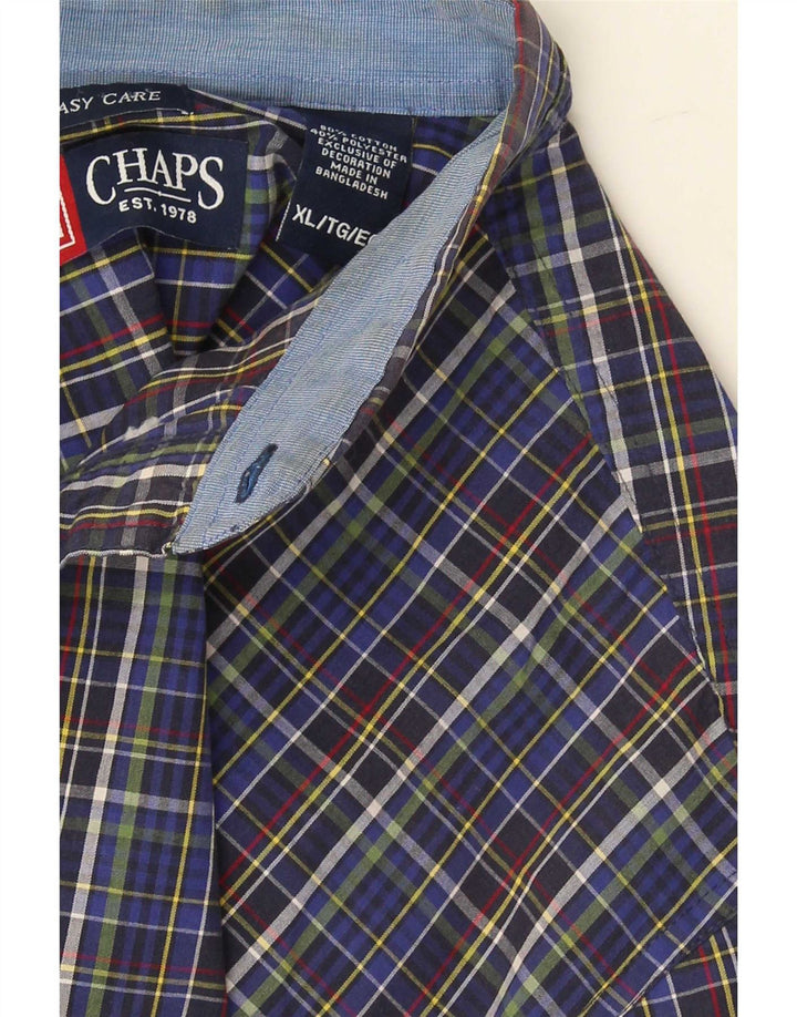 Chaps Mens Easy Care Shirt XL Blue Check Cotton