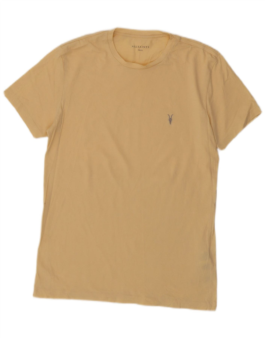 All Saints Mens T-Shirt Top Small Yellow Cotton