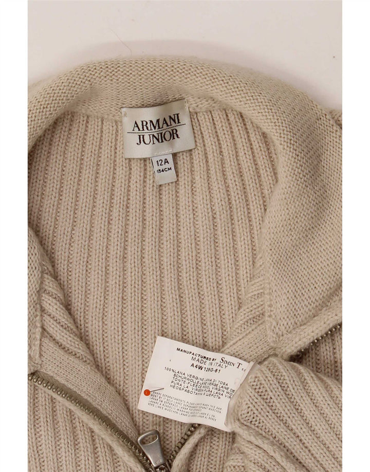 Armani Boys Cardigan Sweater 11-12 Years Beige Virgin Wool