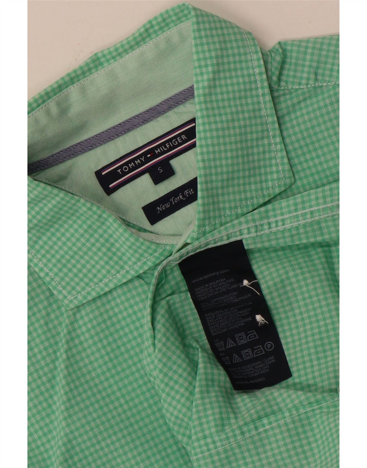 Tommy Hilfiger Mens Shirt Small Green Gingham Cotton