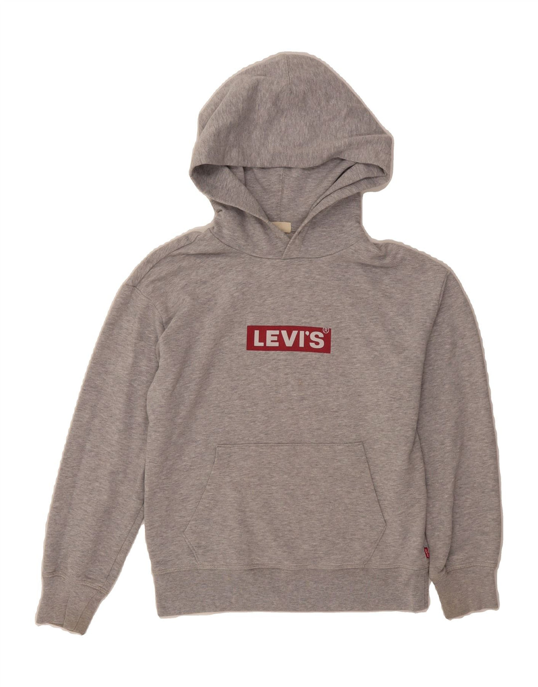 LEVI'S Womens Oversized Graphic Hoodie Jumper UK 2 2XS Grey Cotton Vintage Levi's and Second-Hand Levi's from Messina Hembry 