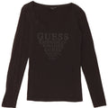 Guess Womens Graphic Top Long Sleeve UK 8 Small Black Cotton