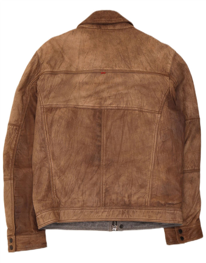 Vintage Mens Leather Jacket IT 52 Large Brown