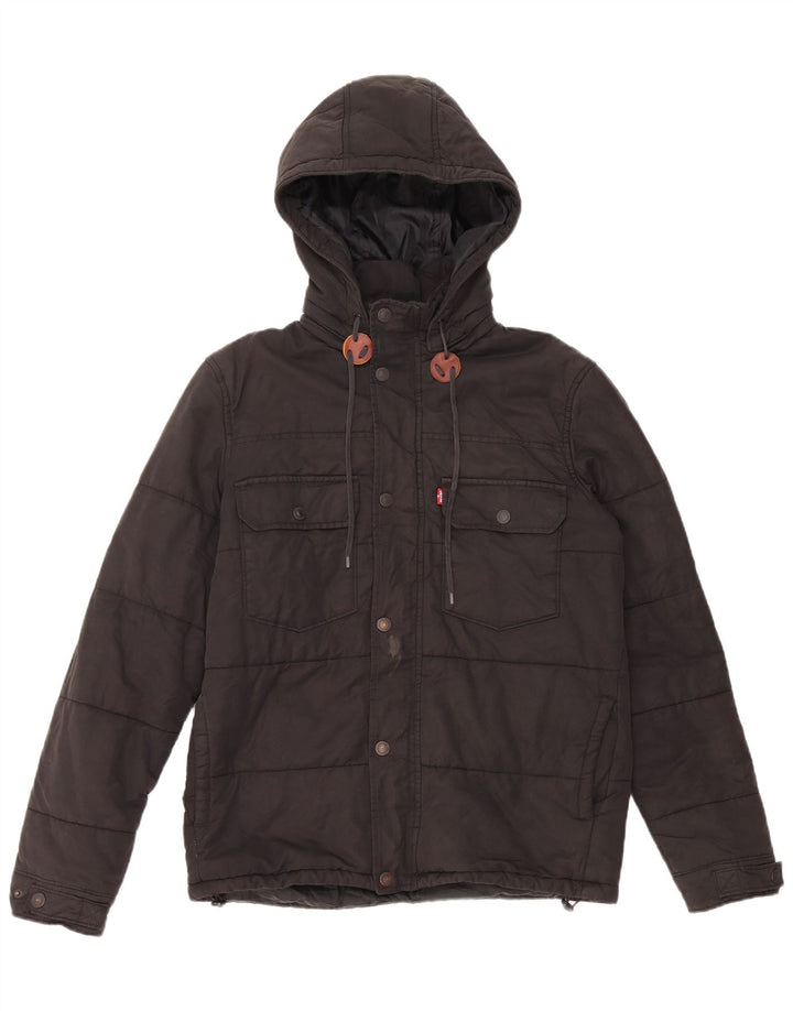 Jachetă căptușită cu glugă Levi's pentru bărbați UK 38, bumbac mediu negru