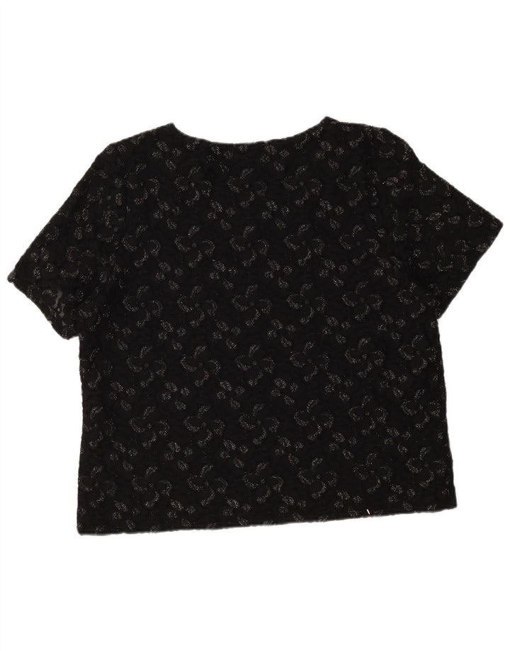 Eastex Womens Blouse Top UK 16 Large Black Floral Polyamide