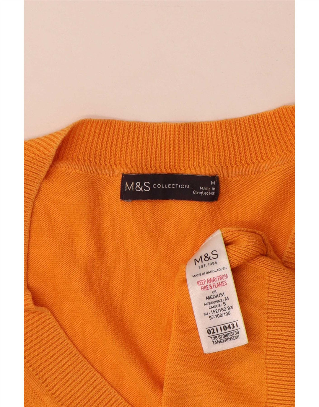 Marks & Spencer Herre V-hals sweater Medium Orange Bomuld