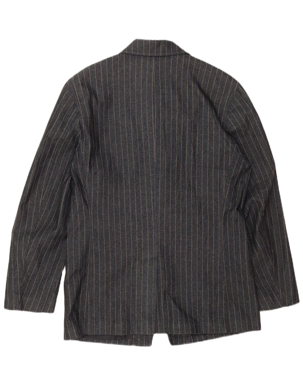 Zara Jaqueta Blazer Masculina UK 38 Algodão Listrado Cinza Médio