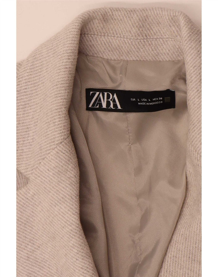 Zara Manteau 1 bouton pour femme UK 44 Large Gris Polyester