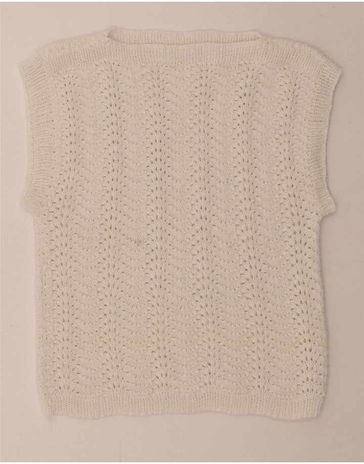 VINTAGE Womens Vest Tank Top UK 10 Small White Vintage Vintage and Second-Hand Vintage from Messina Hembry 