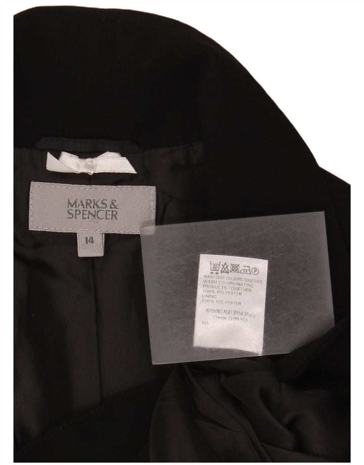 Marks & Spencer Womens 2 Button Blazer Jacket UK 14 Medium  Black Polyester