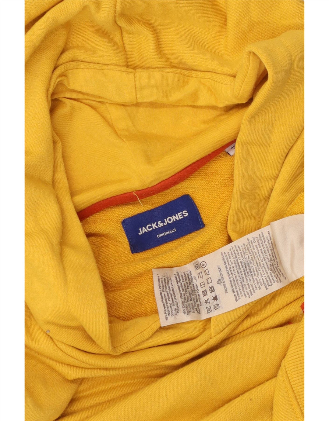 JACK & JONES Mens Hoodie Jumper Small Yellow Polyester