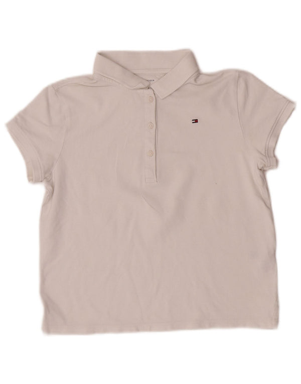 Tommy Hilfiger Girls Crop Polo Shirt 15-16 År XL Hvid Bomuld