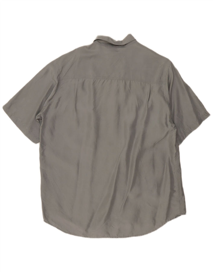 New Fast Mens Short Sleeve Shirt Size 41/42 Large Grey Silk