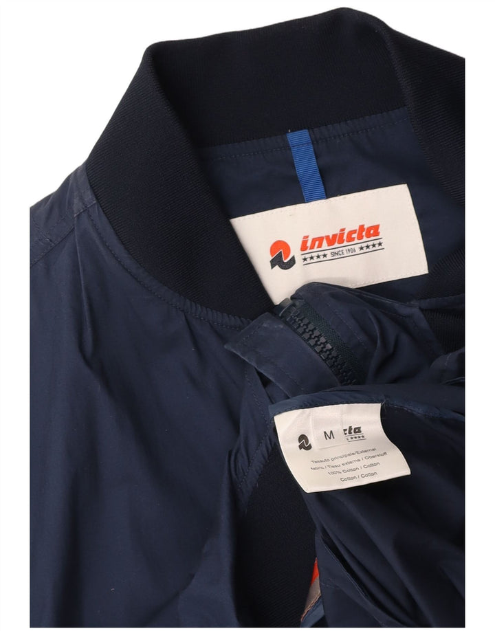INVICTA Mens Bomber Jacket UK 38 Medium Navy Blue Cotton