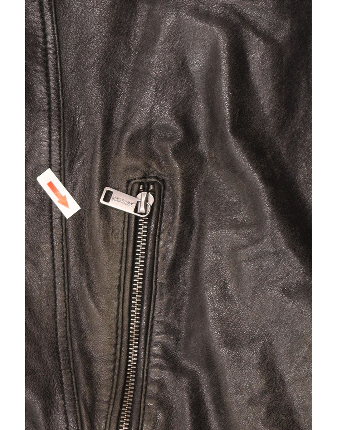 Mustang Herren Leder Racer Jacke UK 44 2XL Schwarzes Leder