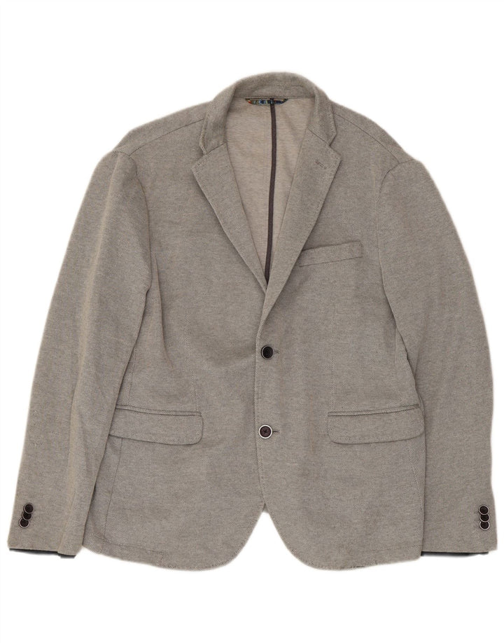 Zara Mens 2 Button Blazer Jacket EU 56 XL Grey Polyester