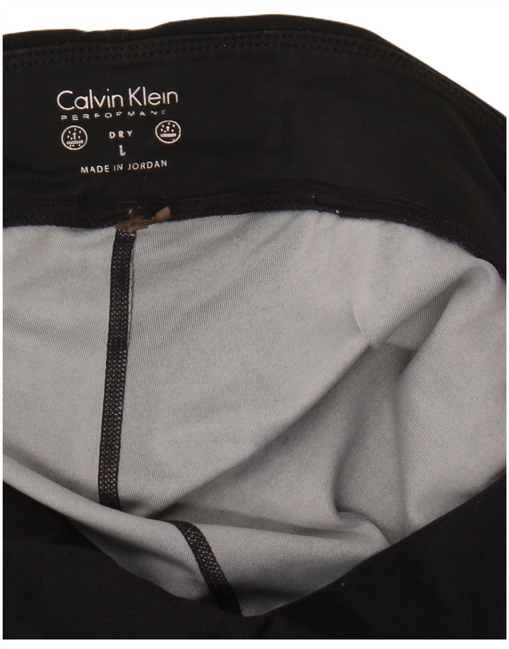 Calvin Klein Womens Leggings UK 14 Large Black Geometric