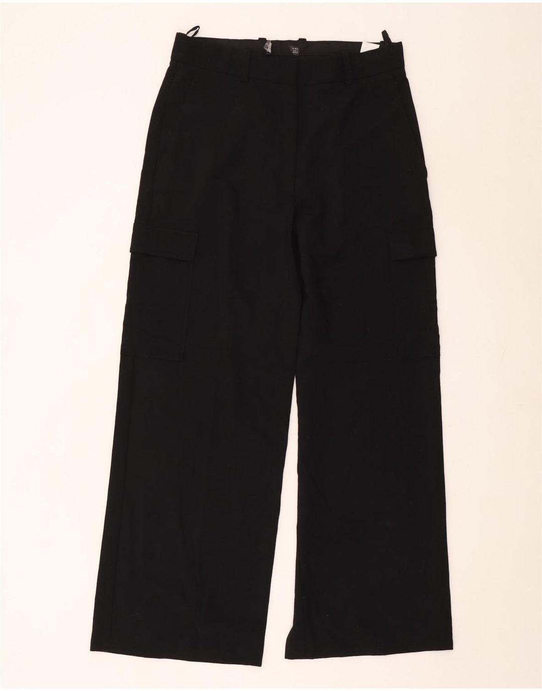 Marks & Spencer Womens Straight Cargo Trousers UK 12 Medium W30 L30 Black