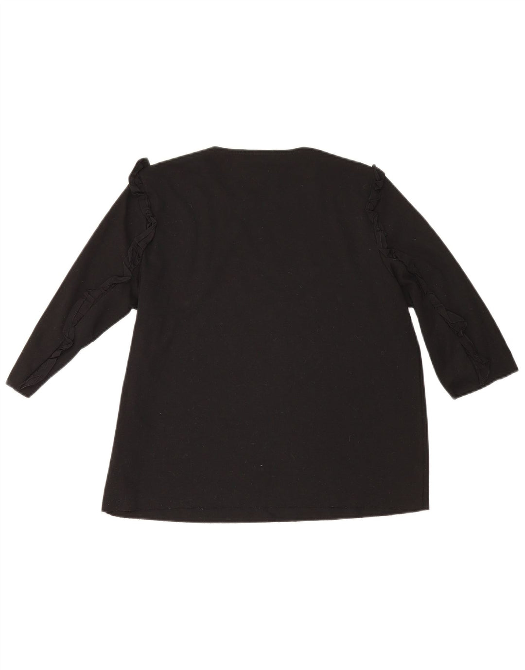 Zara Womens Top 3/4 Sleeve UK 16 Large Black Cotton