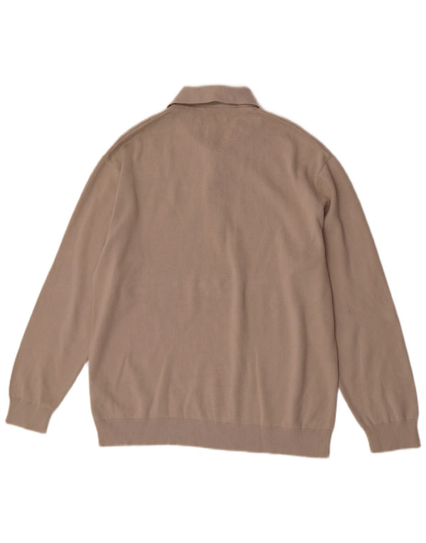 Cos Mens Relaxed Polo Neck Jumper Sweater Medium Beige Cotton