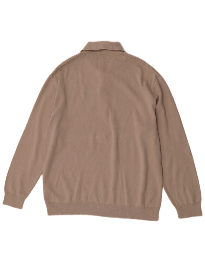 Cos Mens Relaxed Polo Neck Jumper Sweater Medium Beige Cotton