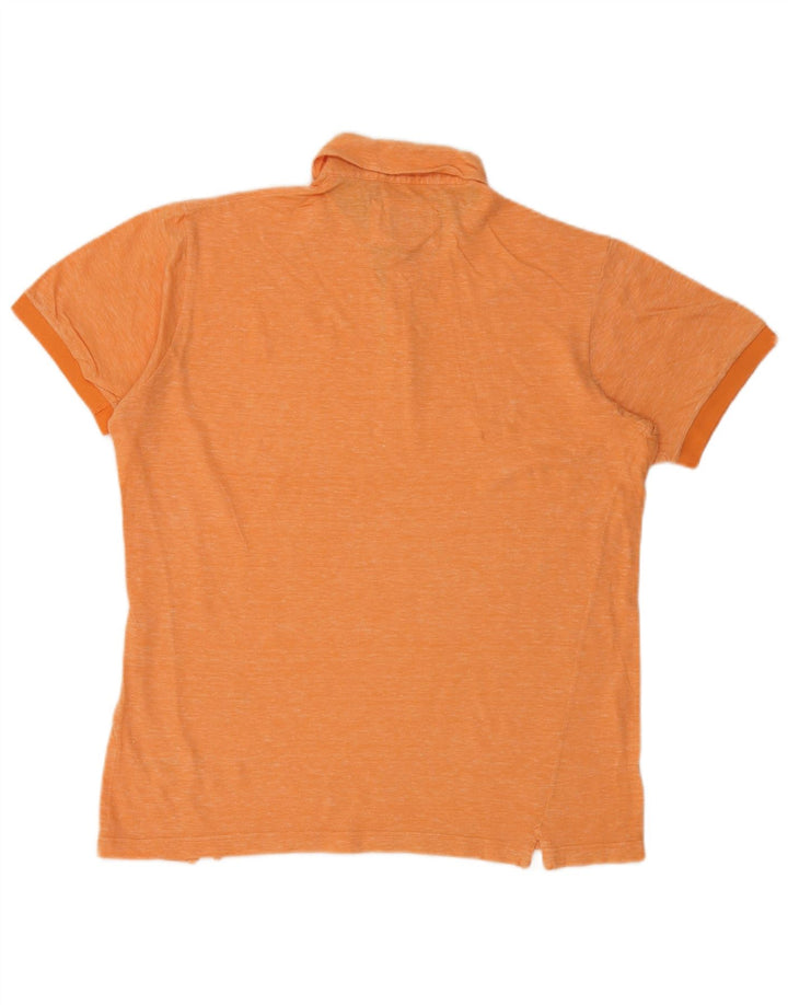 Boggi Mens Polo Shirt Large Orange Flecked Cotton