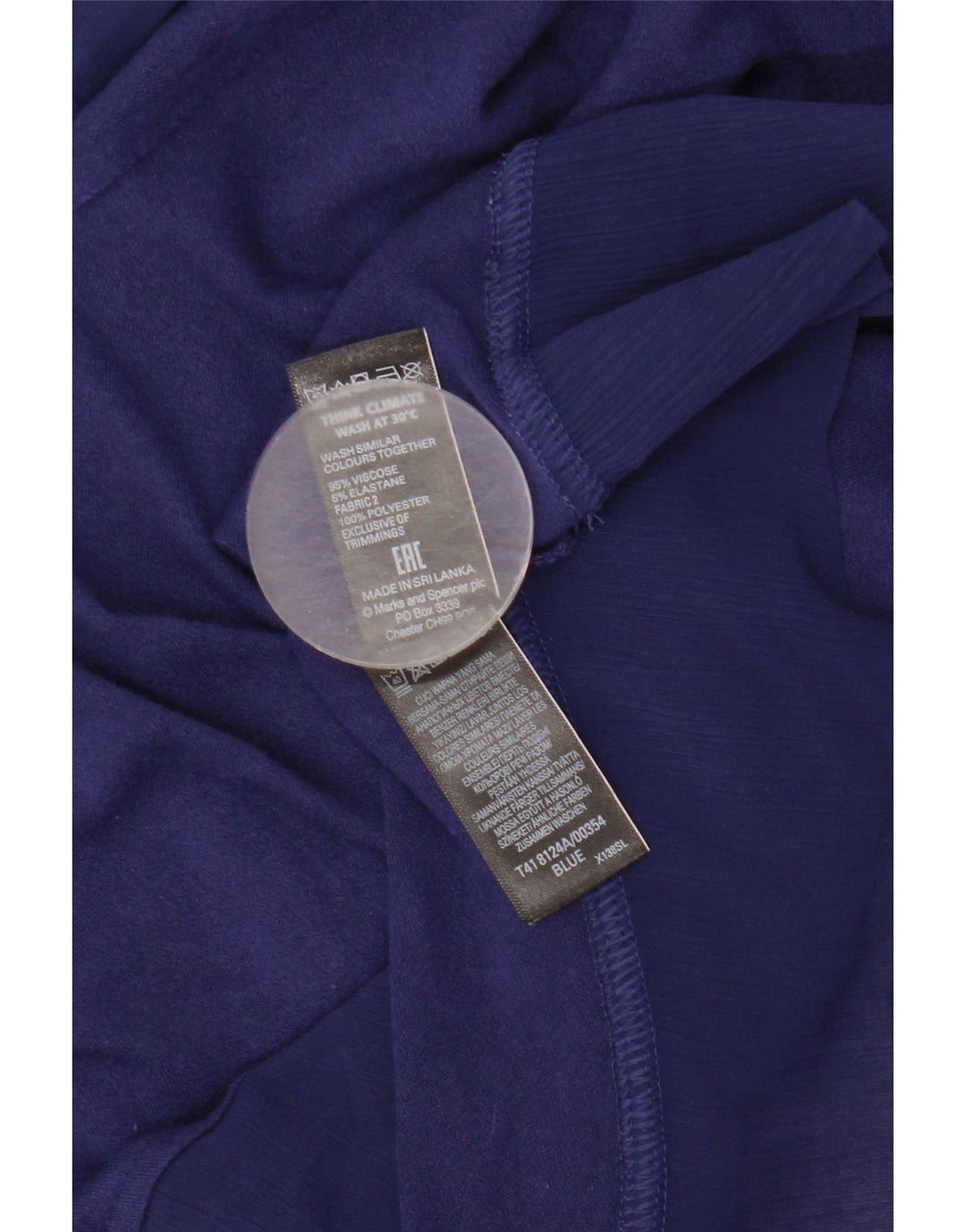 Marks & Spencer Womens Blouse Top UK 16 Large Navy Blue Viscose