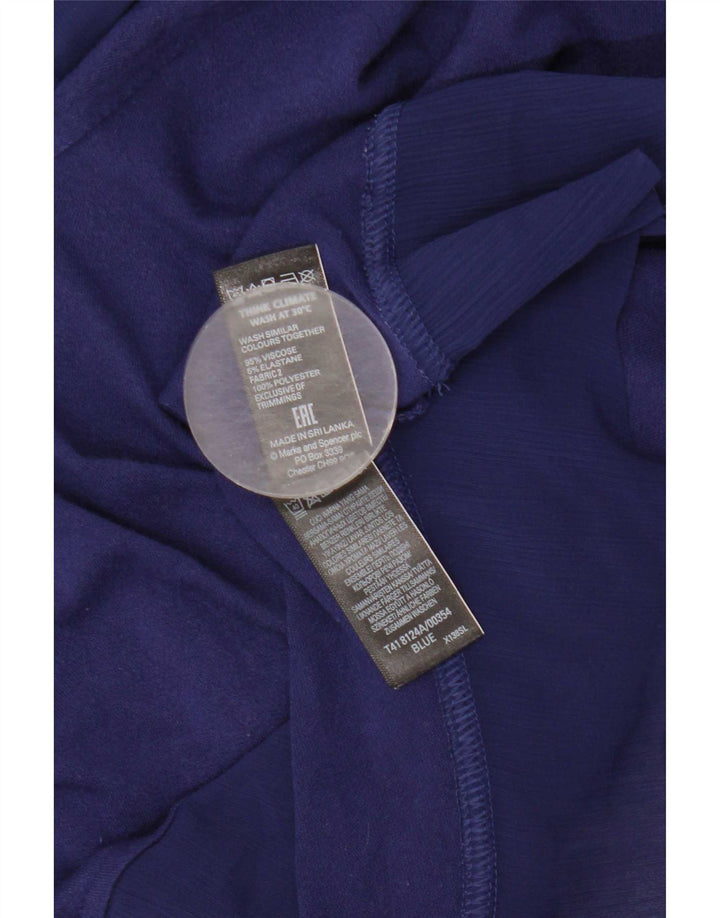 Marks & Spencer Womens Blouse Top UK 16 Large Navy Blue Viscose