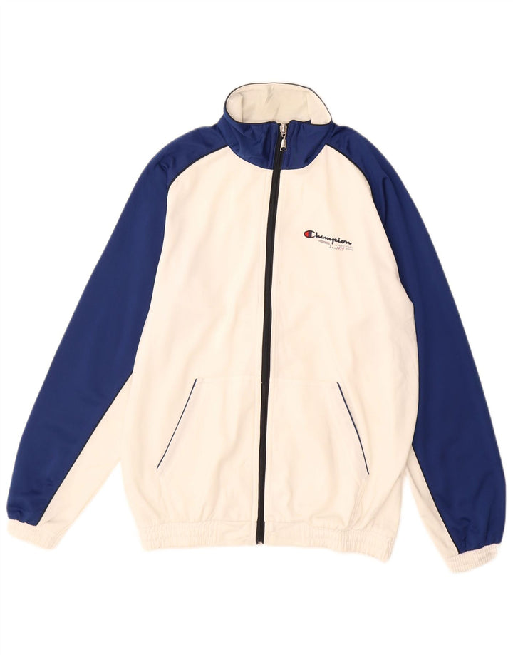 CHAMPION Boys Tracksuit Top Jacket 13-14 Years XL White Colourblock
