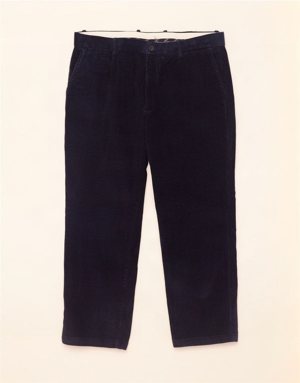 Marks & Spencer Mens Straight Corduroy Trousers W38 L29 Navy Blue Cotton