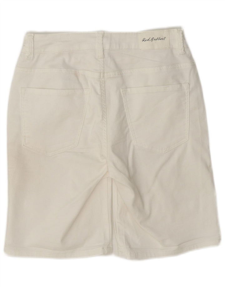 Rød knap dame fritidsshorts EU 36 Small W27 White Bomuld