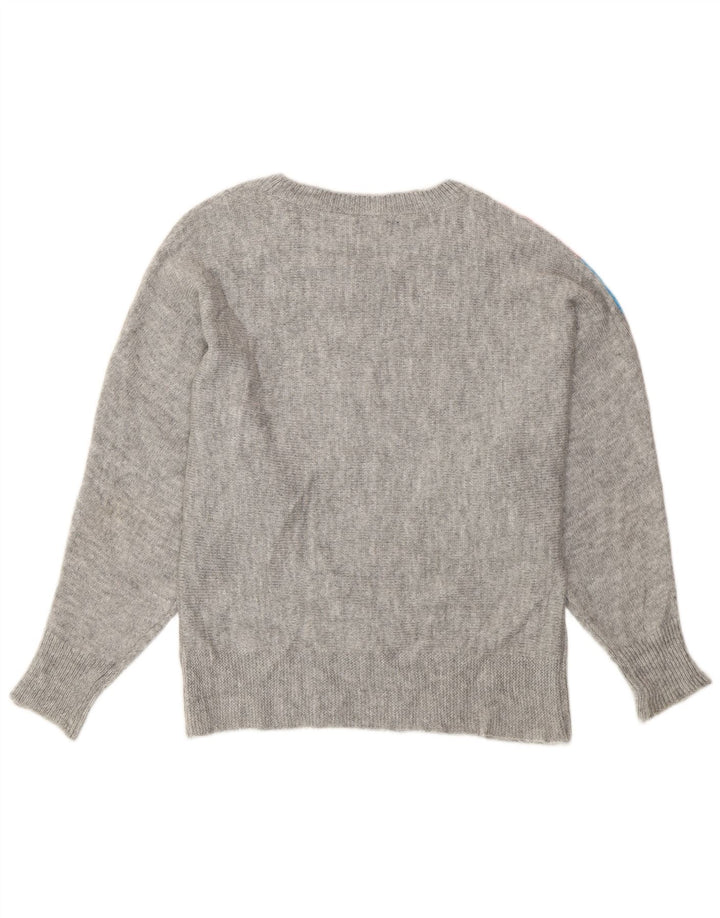 M&Co Womens Batwing Boat Neck Jumper Sweater UK 14 Medium Grey Striped