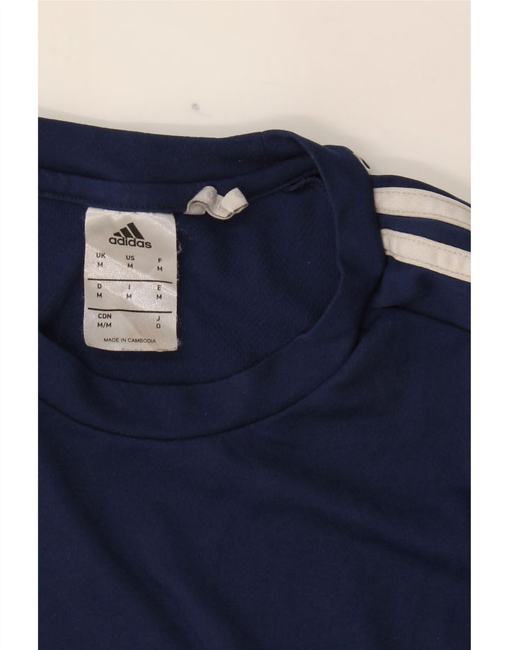 ADIDAS Mens Climalite T-Shirt Top Medium Blue Colourblock Polyester Vintage Adidas and Second-Hand Adidas from Messina Hembry 