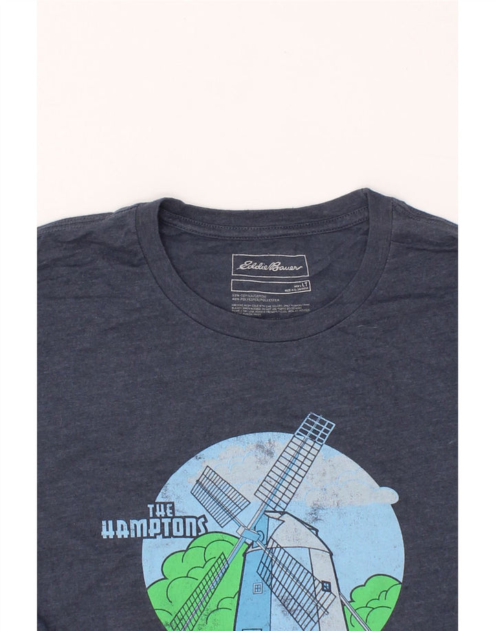 EDDIE BAUER Mens Graphic T-Shirt Top Large Navy Blue Cotton Vintage Eddie Bauer and Second-Hand Eddie Bauer from Messina Hembry 