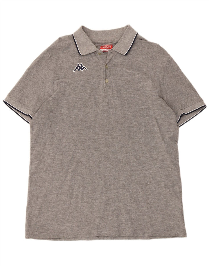 Kappa Mens Polo Shirt XL Grey Striped Cotton