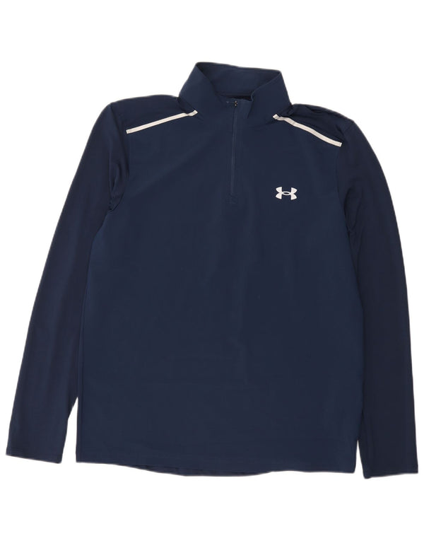 Under Armour Mens Graphic Zip Neck Pullover Tracksuit Top Medium Navy Blue