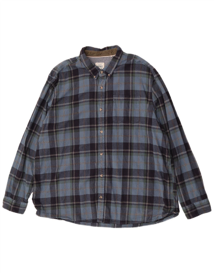 Fat Face Mens Regular Fit Flannel Shirt 4XL Navy Blue Check Cotton