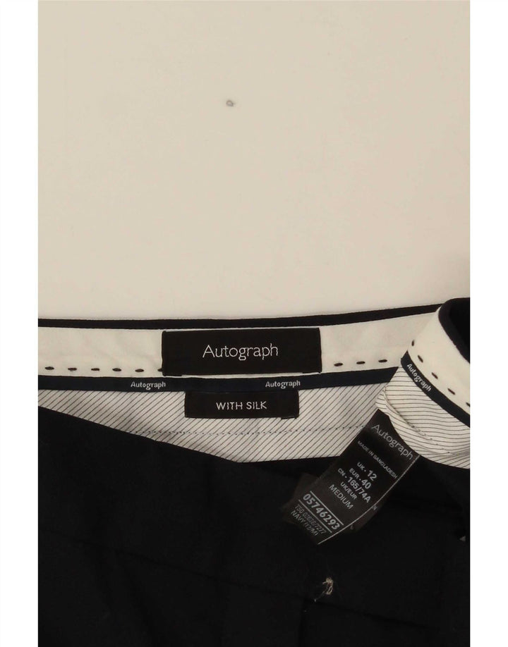 Marks & Spencer Womens Chino Trousers UK 12 Medium W32 L30 Navy Blue