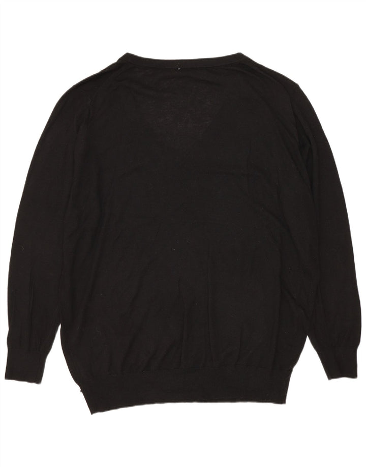 Zara Dame Oversized V-hals sweater UK 14 Medium Sort Modal