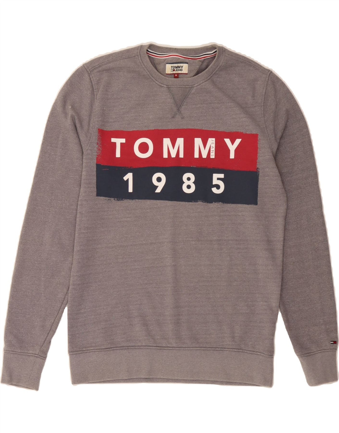 TOMMY HILFIGER Mens Graphic Sweatshirt Jumper Medium Grey Cotton Vintage Tommy Hilfiger and Second-Hand Tommy Hilfiger from Messina Hembry 