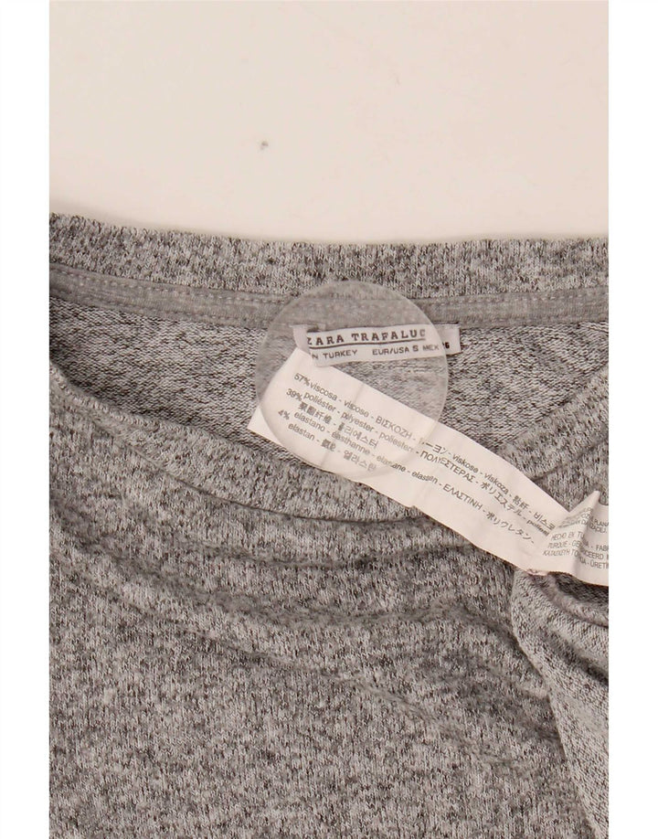 Zara Womens Oversized T-Shirt Top UK 10 Small Grey Flecked Viscose