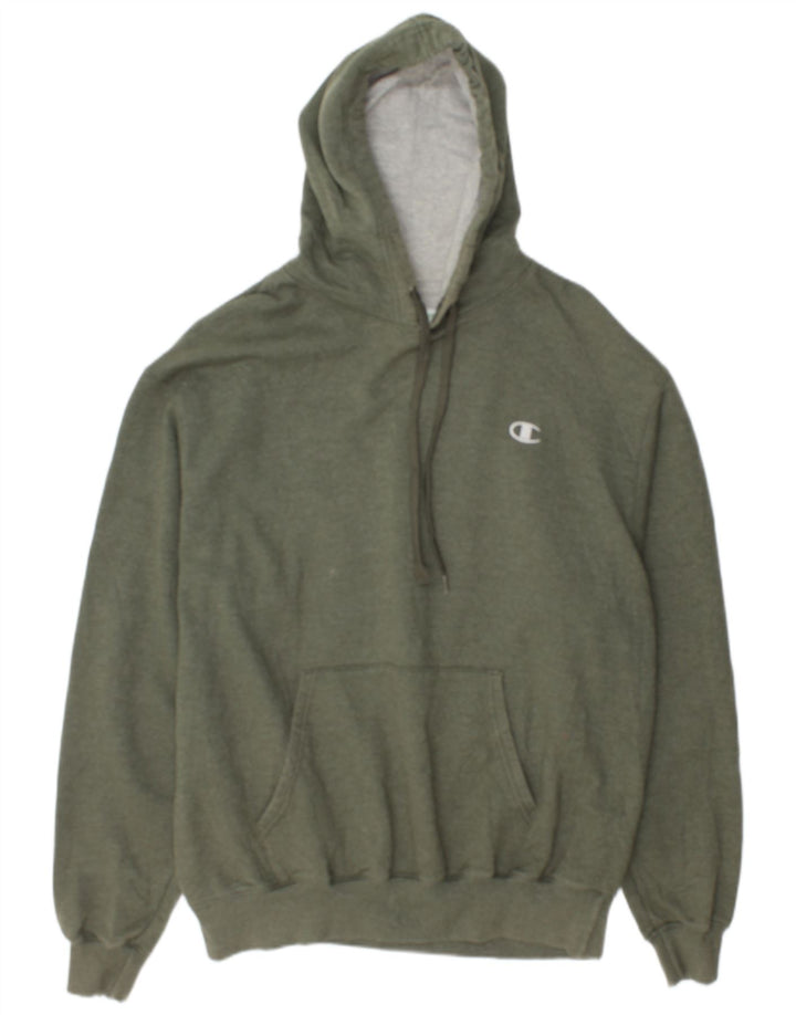 Champion Mens Hoodie Jumper Large Khaki Cotton