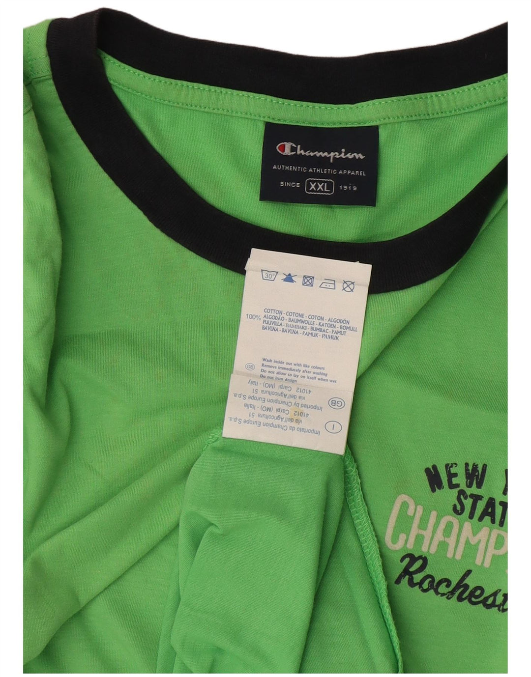 Champion Mens T-Shirt Top 2XL Green Cotton