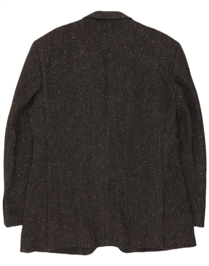 Cacharel Herren-Blazer mit 2 Knöpfen, IT 52 XL, graue Wolle mit Fischgrätenmuster