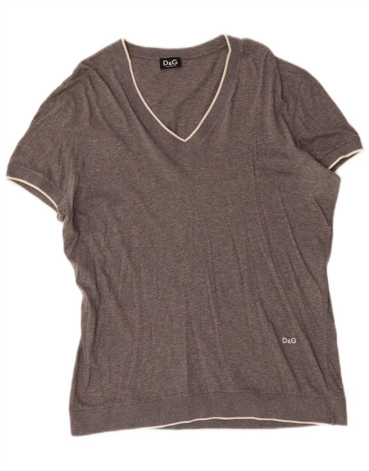 Dolce & Gabbana Mens T-Shirt Top Medium Grey Flecked Cotton