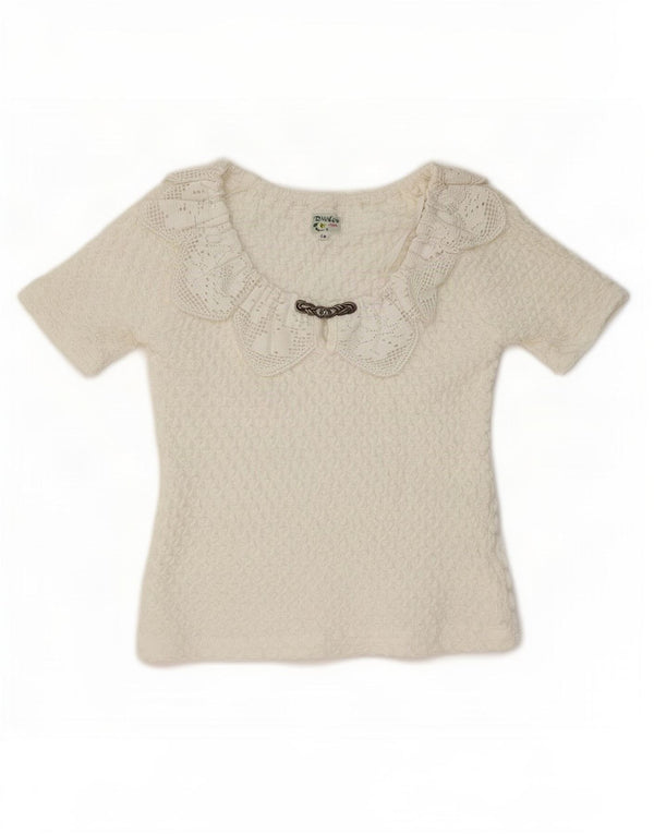 Distler Blusa para mujer Top EU 36 Small White Cotton