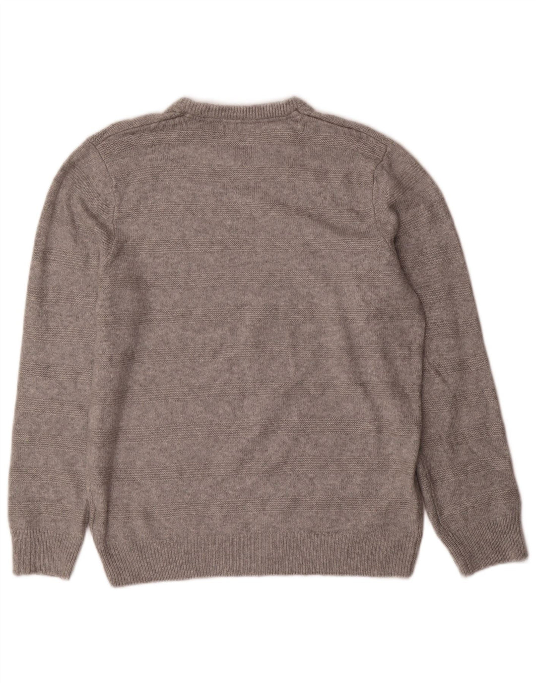 Marks & Spencer Mens Crew Neck Jumper Sweater XL Grey Striped Acrylic