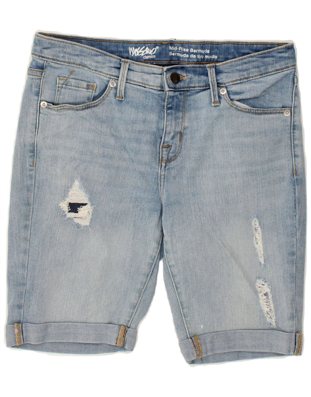MOSSIMO Womens Distressed Mid Rise Denim Shorts US 6 Medium W28  Blue Vintage Mossimo and Second-Hand Mossimo from Messina Hembry 