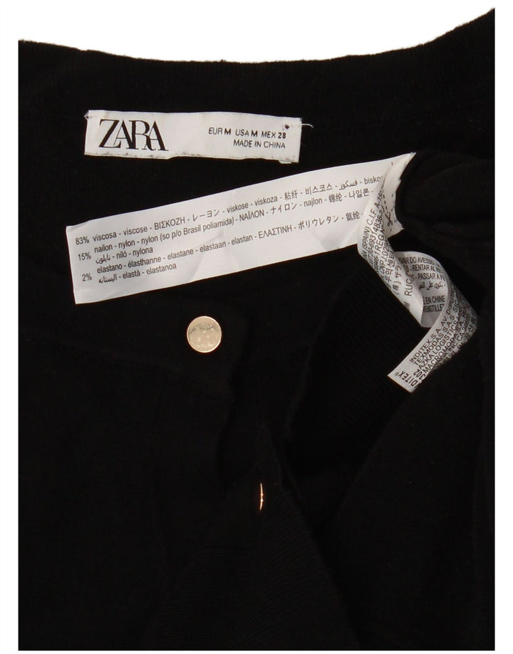 Zara Womens Cardigan Sweater UK 12 Medium Black Viscose